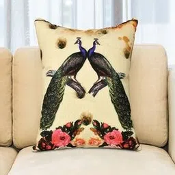 jaipur fabric Set of 3 Peacock Print Cushion Covers 16" X 16"-picture-28