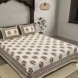 jaipur fabric Floral Print Double Bedsheet With 2 Pillow Covers-picture-17
