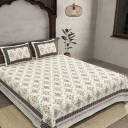 jaipur fabric Floral Print Double Bedsheet With 2 Pillow Covers-picture-18