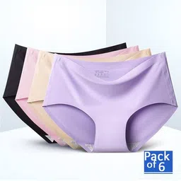 cumsin Women Pack of 4 Seamless Briefs with Elasticated Waist image 1