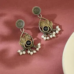 fabindia Women Stone-Studded Dangler Earrings image 1