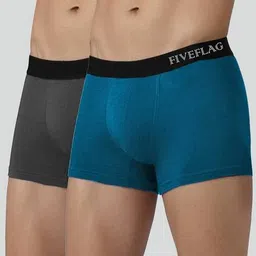 fiveflag Pack of 2 Men Typographic Print Trunks with Elasticated Waist image 1