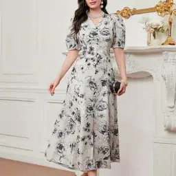 matma fashion Women Floral Print Fit & Flare Dress image 1