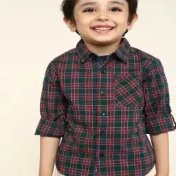 bonkids Boys Checked Regular Fit Shirt with Spread Collar-picture-13