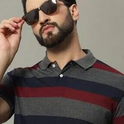 alpha tribe Men Stripes Print Regular Fit Polo T-Shirt -picture-13