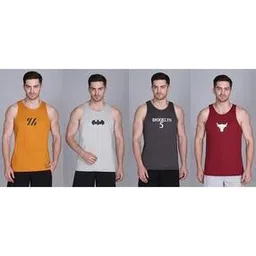 antiloop Men Pack of 4 Typographic Print Vests-picture-20