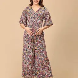 Women Floral Print Cotton Jumpsuit-image-10