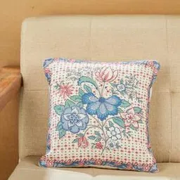 fabindia Floral Print Square-Shaped Cushion Cover 16"x16"-picture-14
