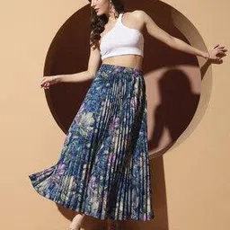 lookshine Women Floral Print Maxi Flared Skirt-picture-28