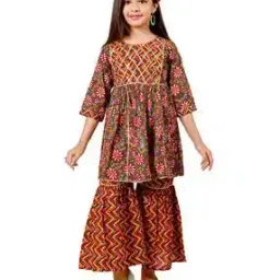 pixie n prince Girls Floral Print 2-Piece Kurta Set-picture-14