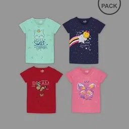 zuniors ssc Girls Pack of 4 Graphic Print Regular Fit Round-Neck T-Shirt-picture-14