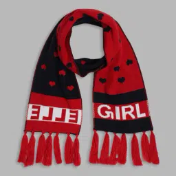 elle Girls Typographic Print Muffler with Tassels image 1