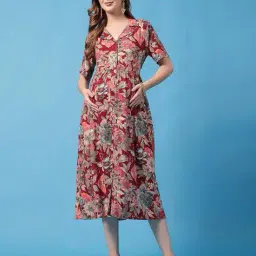 zelena Women Floral Print Fit & Flare Dress image 1
