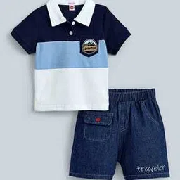 hopscotch Boys Colourblock T-Shirt & Shorts Set-picture-19