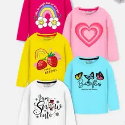 trampoline Girl Pack of 5 Graphic Print Relaxed Fit Round-Neck T-Shirts-picture-22