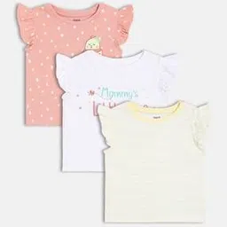 mini klub Girls Pack of 3 Graphic Print Regular Fit Top-picture-17