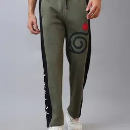free authority Men Colourblock Straight Track Pants with Drawstring Waist image 1