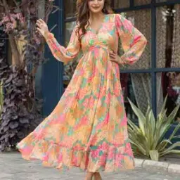 Women Floral Print Fit & Flared Dress-image-93