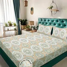 klotthe 300 TC Printed Double King Fitted Bedsheet with Pillow Covers -picture-48