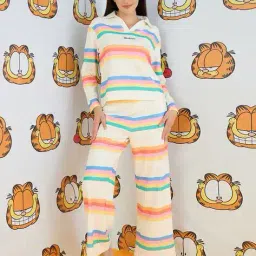 sweet dreams Women Striped Top & Pyjamas with Drawstring image 1