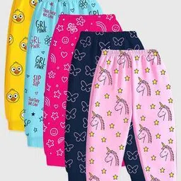 Pack of 5 Girls Cotton Printed Pyjamas-image-38