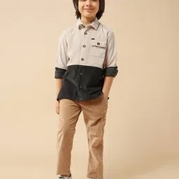 u.s. polo assn. Boys Colourblock Regular Fit Spread-Collar Shirt-picture-39