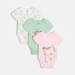 mini klub Pack of 3 Graphic Print Round-Neck Bodysuits-picture-11