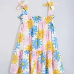 hopscotch Girls Floral Print Fit & Flare Dress-picture-10