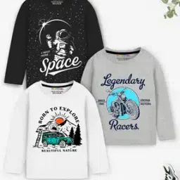 trampoline Boys Pack of 3 Graphic Print Relaxed Fit Round-Neck T-Shirts-picture-12