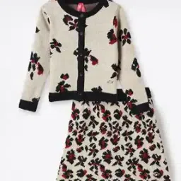 blue giraffe Girls Round-Neck Cardigan with Button-Closure-picture-20