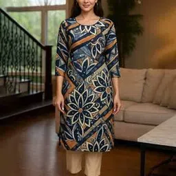 acai Women Printed Round-Neck Straight Kurta-picture-16