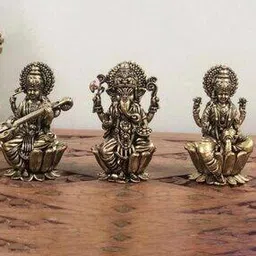 Pure Brass Ganesh Laxmi Saraswati Idols -image-20
