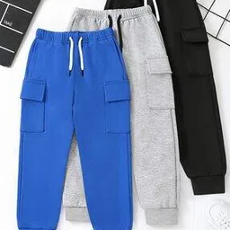 trampoline Boys Pack Of 3 Mid-Rise Relaxed Fit Jogger Pants-picture-14