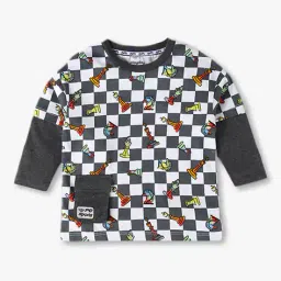 playday Boys Checked Relaxed Fit Crew-Neck T-Shirt image 1