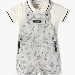 playday Boys All-Over Print Regular Fit Dungaree & T-Shirt Set image 1
