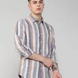 lee cooper Men Striped Regular Fit Shirt with Patch Pocket-picture-53