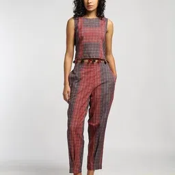 svrnaa by azorte Checked Tapered Fit Pants image 1