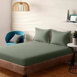 portico 300 TC Leaf Print Super King-Size Bedsheet with Pillow Covers-picture-51