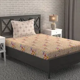 bichauna 120 Tc Orange Color Single Size Bedsheet with 1 Pillow Cover-picture-10