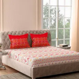 portico Printed Double Bedsheet with 2 Pillow Covers image 1