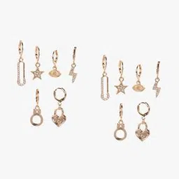 yousta Women Set of 6 Rose Gold-Plated Hoop Earrings-picture-14