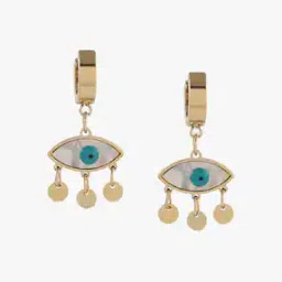 Women Gold-Plated Evil Eye Drop Earrings-image-2