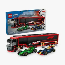 lego City F1 Truck with RB20 & Amr24 F1 Cars Toy Racing Transporter Set Building Blocks image 1