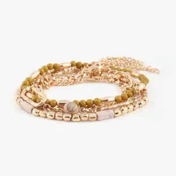 yousta Women Gold-Plated Multi-Layered Beaded Link Bracelet image 1