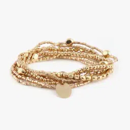 yousta Women Gold-Plated Multi-Layered Beaded Link Bracelet image 1