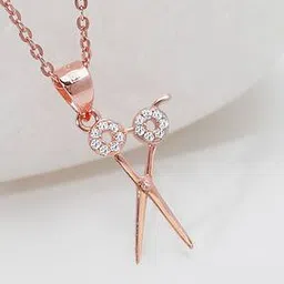 giva 925 Sterling Rose Gold Scissor Pendant with Link Chain-picture-35