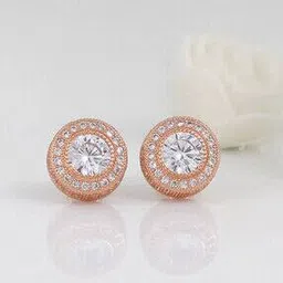 giva 925 Sterling Rose Gold Zirconia Stud Earrings-picture-43