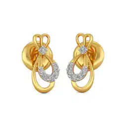 18 KT Yellow-Gold Diamond Stud Earrings-image-69