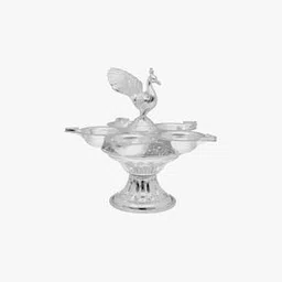 srijagdamba pearls dealer 800 Silver Peacock-Design Pooja Diya Stand-picture-40