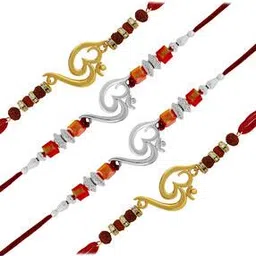 Set of 4 Mahi Om Rakhis with Crystals & Rudraksha-image-0